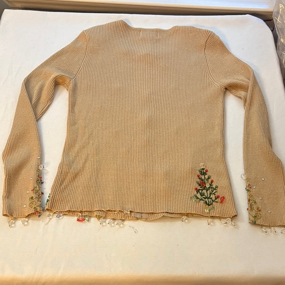 Christmas Festive Beige Cardigan/Holiday Embellishments/large/Just B/2pieces - Picture 10 of 16